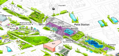 Diagram of Polis Station and surrounding areas