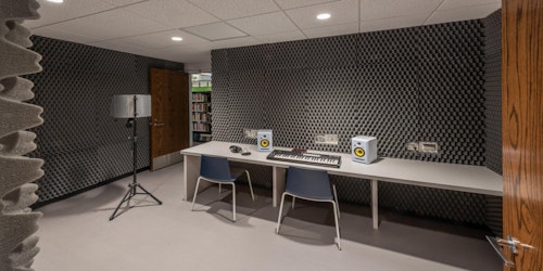 Image of music recording lab inside of Library